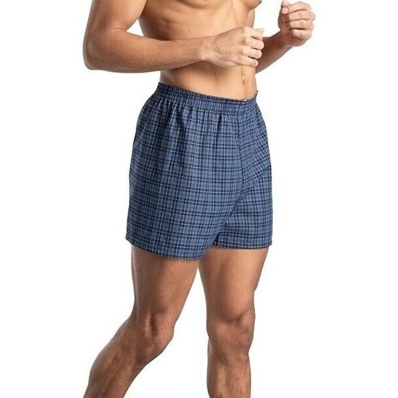 Fruit of the Loom Men's Tag-Free No Bunching Boxers Plaid 2XL/ 44-46" - 6 Pack - Picture 1 of 6